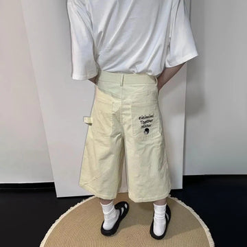 Aidase Mens Corduroy Casual Wide Leg Cropped Pants Genderless 2024 Spring New Breathable Streetwear Loose Versatile Shorts Unisex aidase-shop